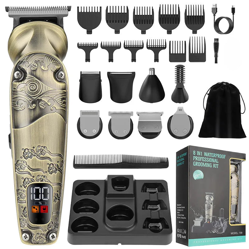 Professional IPX6 Waterproof Hair Trimmer Set 1200mAh Battery Men
