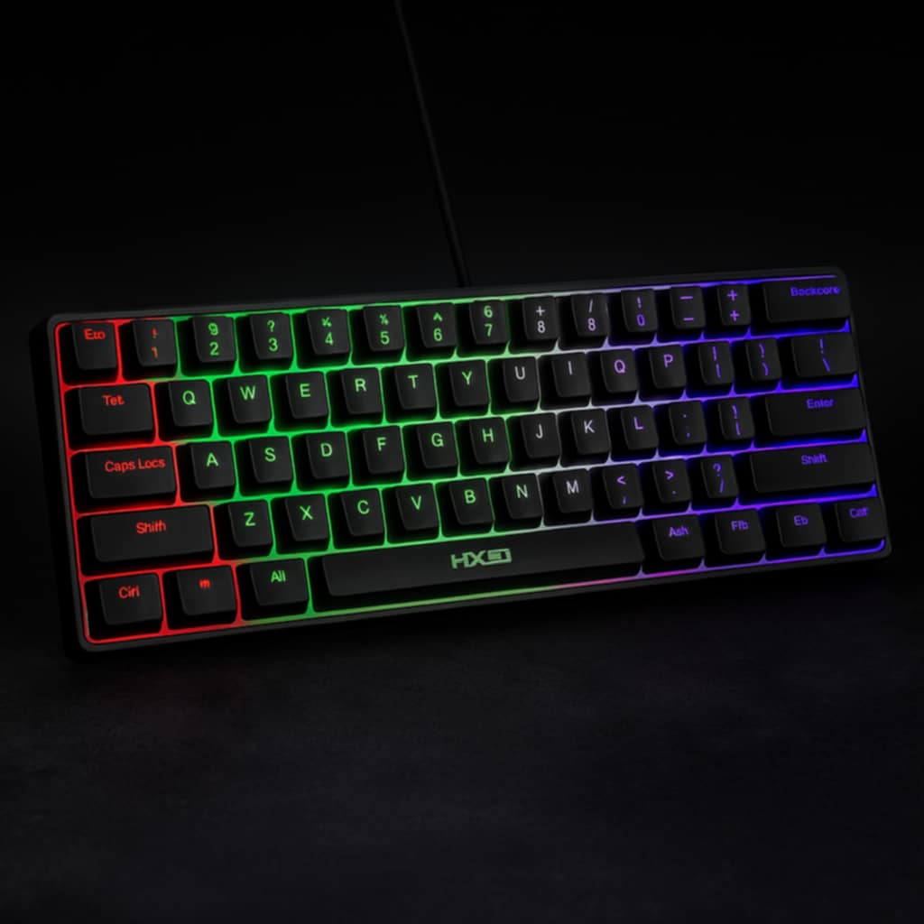 HXSJ V700 61 Keys RGB Lighting Gaming Wired Keyboard (Black)