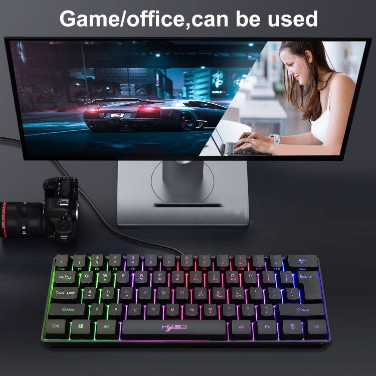 HXSJ V700 61 Keys RGB Lighting Gaming Wired Keyboard (Black)