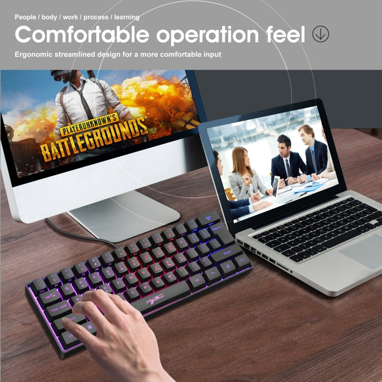HXSJ V700 61 Keys RGB Lighting Gaming Wired Keyboard (Black)