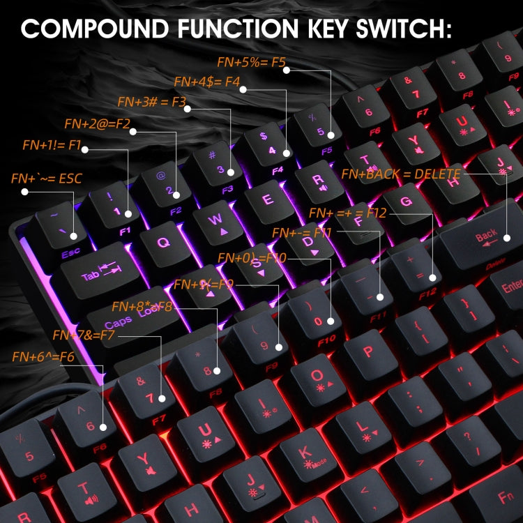 HXSJ V700 61 Keys RGB Lighting Gaming Wired Keyboard (Black)