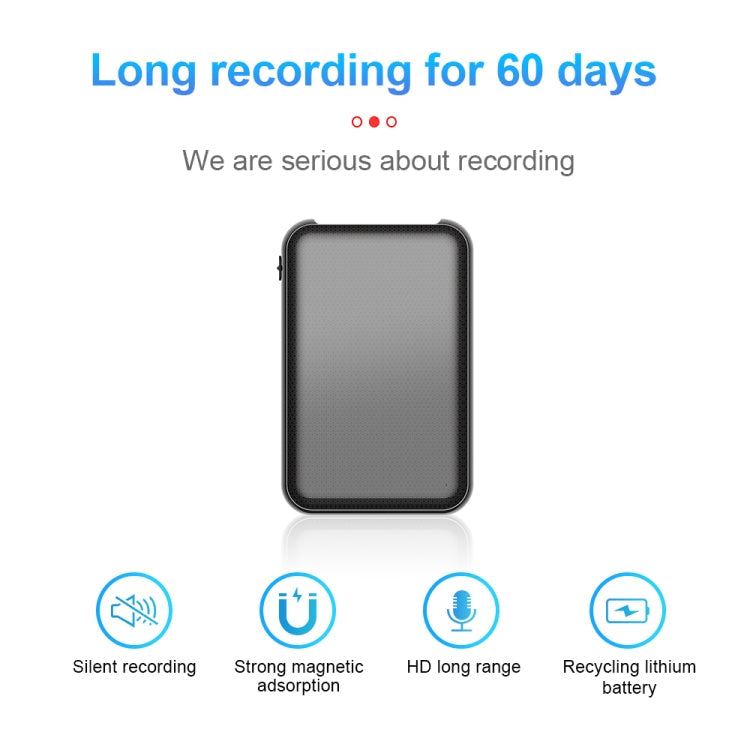 JNN Q75 Magnetic Power Bank Smart Voice Recorder, Memory:4GB(Black)