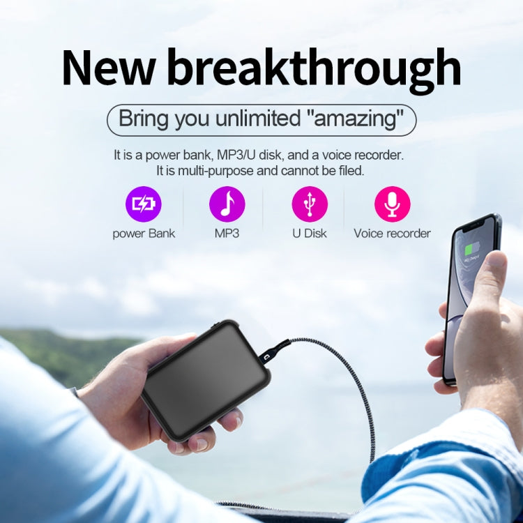 JNN Q75 Magnetic Power Bank Smart Voice Recorder, Memory:4GB(Black)