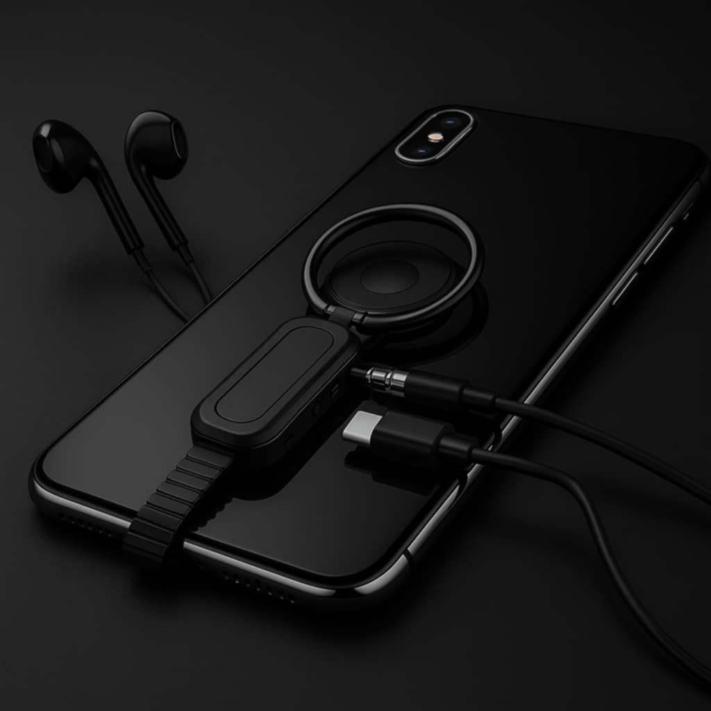 Dual Port Phone Ring Holder Adapter for Lightning Jack Adapter
