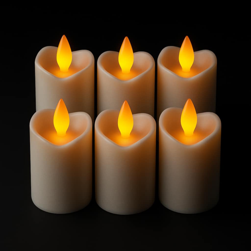 6PCS Waterproof Smokeless Solar Candles Lights Flame Light
