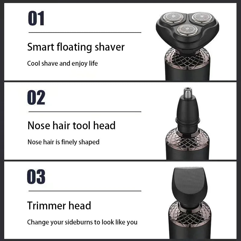 Electric Shaver 3 in 1 Multifunctional Portable Waterproof Men Smart
