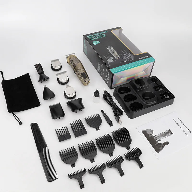 Professional IPX6 Waterproof Hair Trimmer Set 1200mAh Battery Men