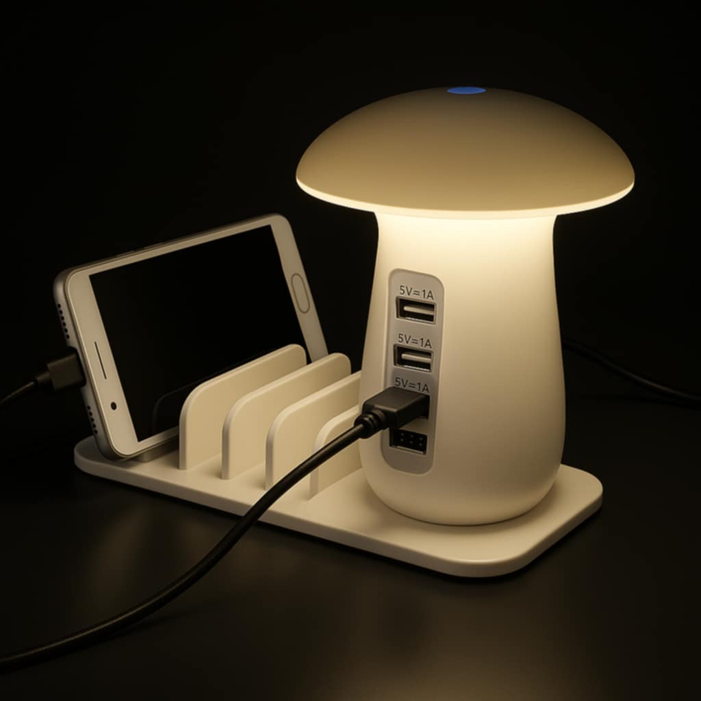 Mushroom Lamp LED Lamp Holder USB Charger
