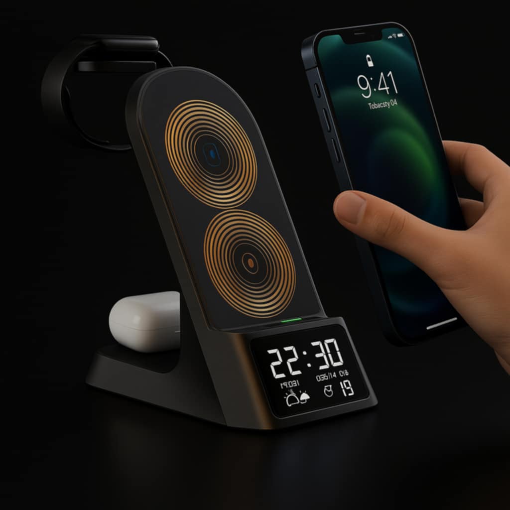Creative Multifunctional Wireless Charging With Alarm Clock