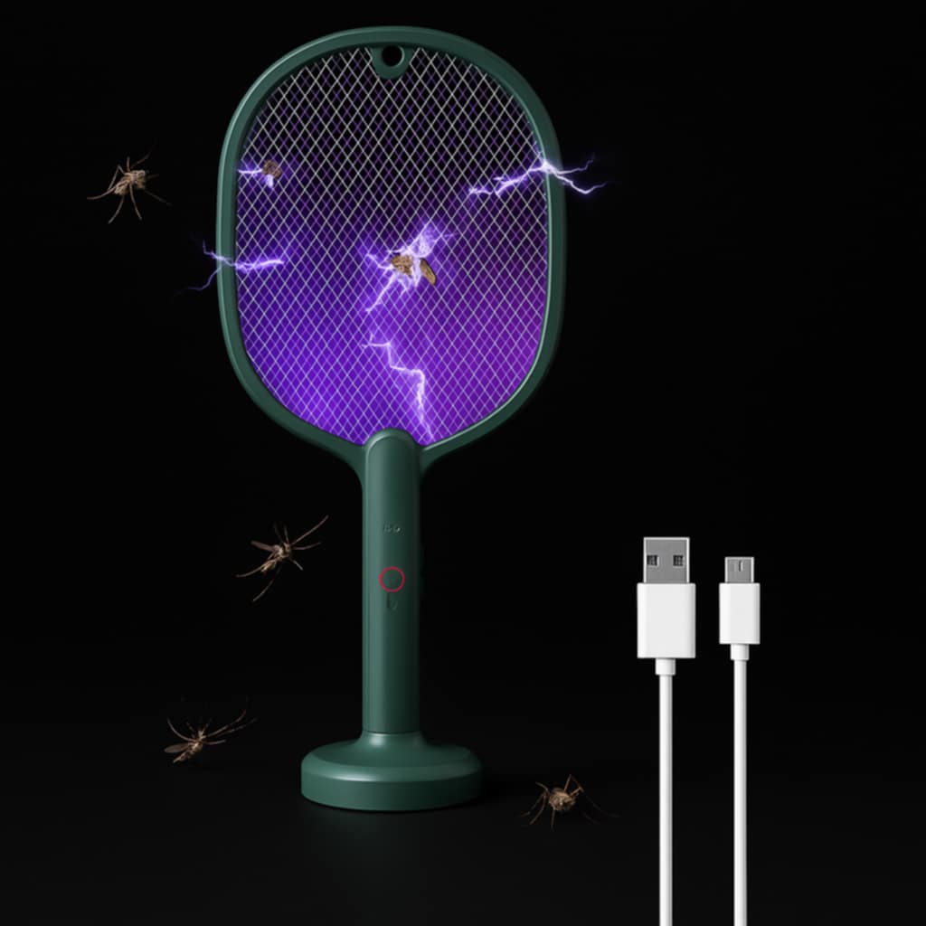 Smart Electric Insect Racket Swatter Zapper 3000V USB Rechargeable