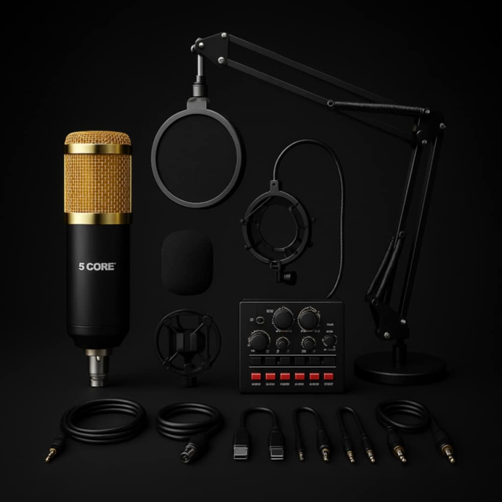 5Core Recording Microphone Podcast Bundle Professional Condenser